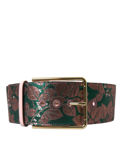 Cinturón Dolce & Gabbana Multicolor Floral Jacquard Hebilla Dorada Lúrex
