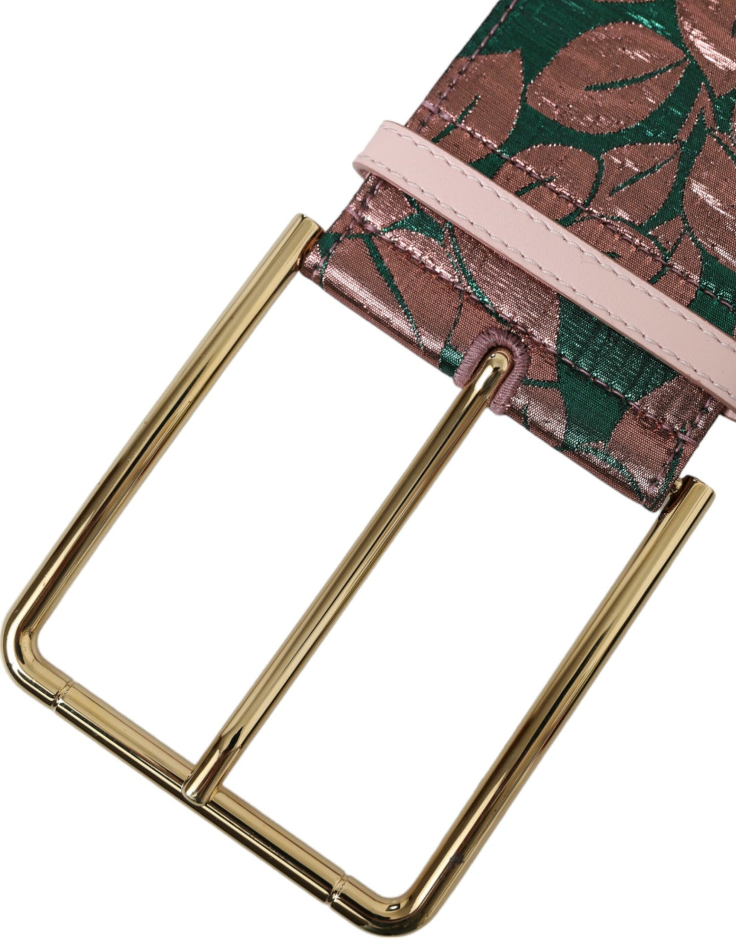 Cinturón Dolce & Gabbana Multicolor Floral Jacquard Hebilla Dorada Lúrex