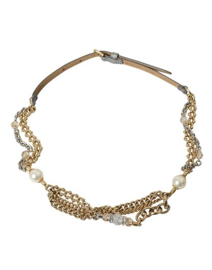 Cinturón de cintura trenzado azul de latón dorado Dolce & Gabbana