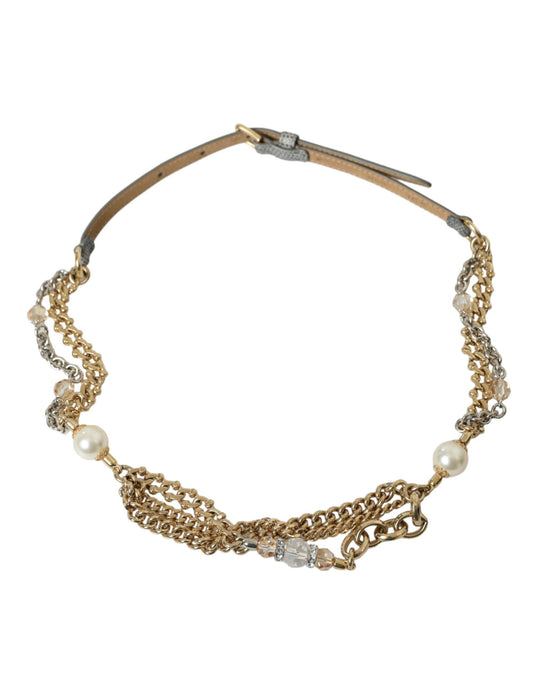 Cinturón de cintura trenzado azul de latón dorado Dolce & Gabbana