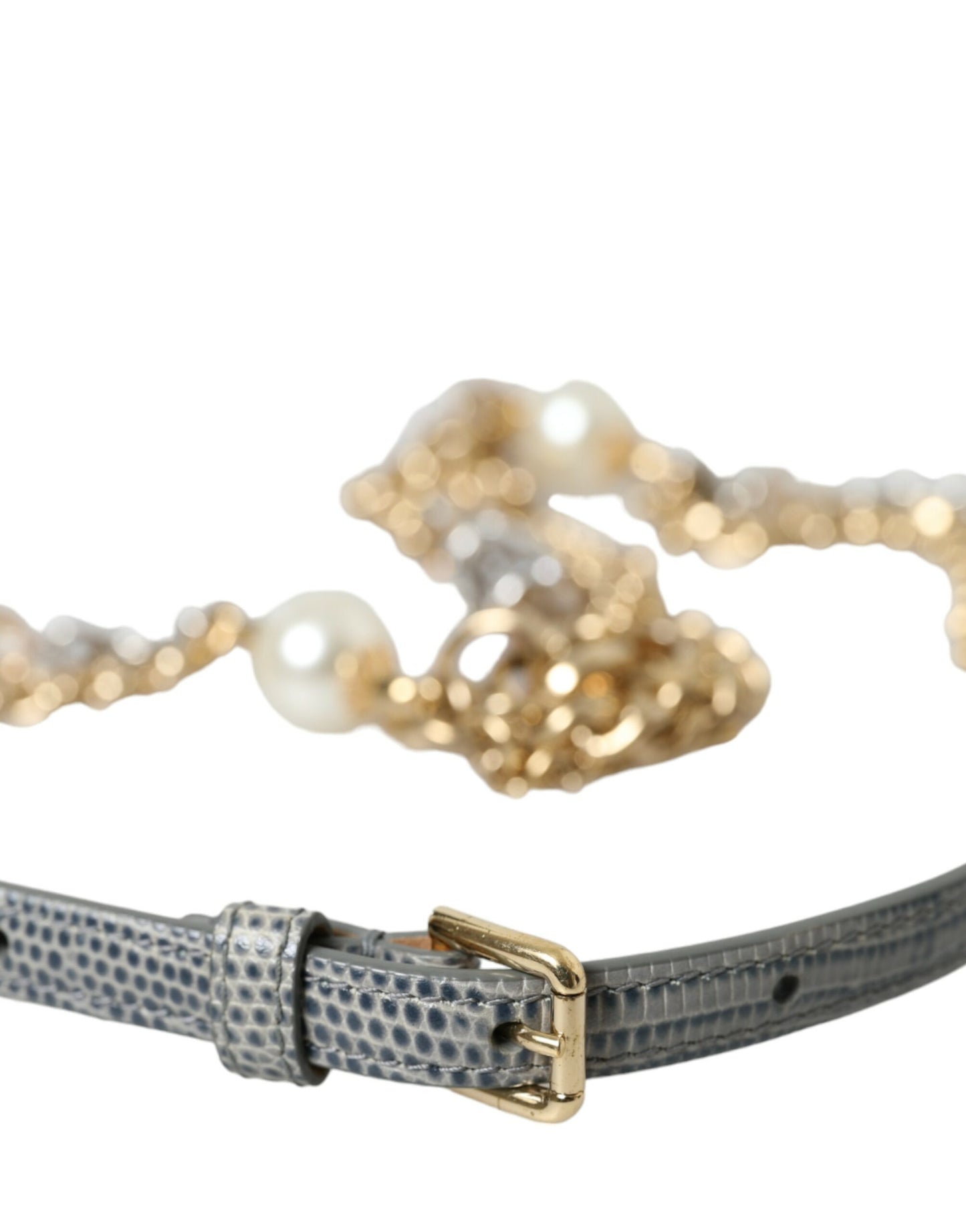 Cinturón de cintura trenzado azul de latón dorado Dolce & Gabbana