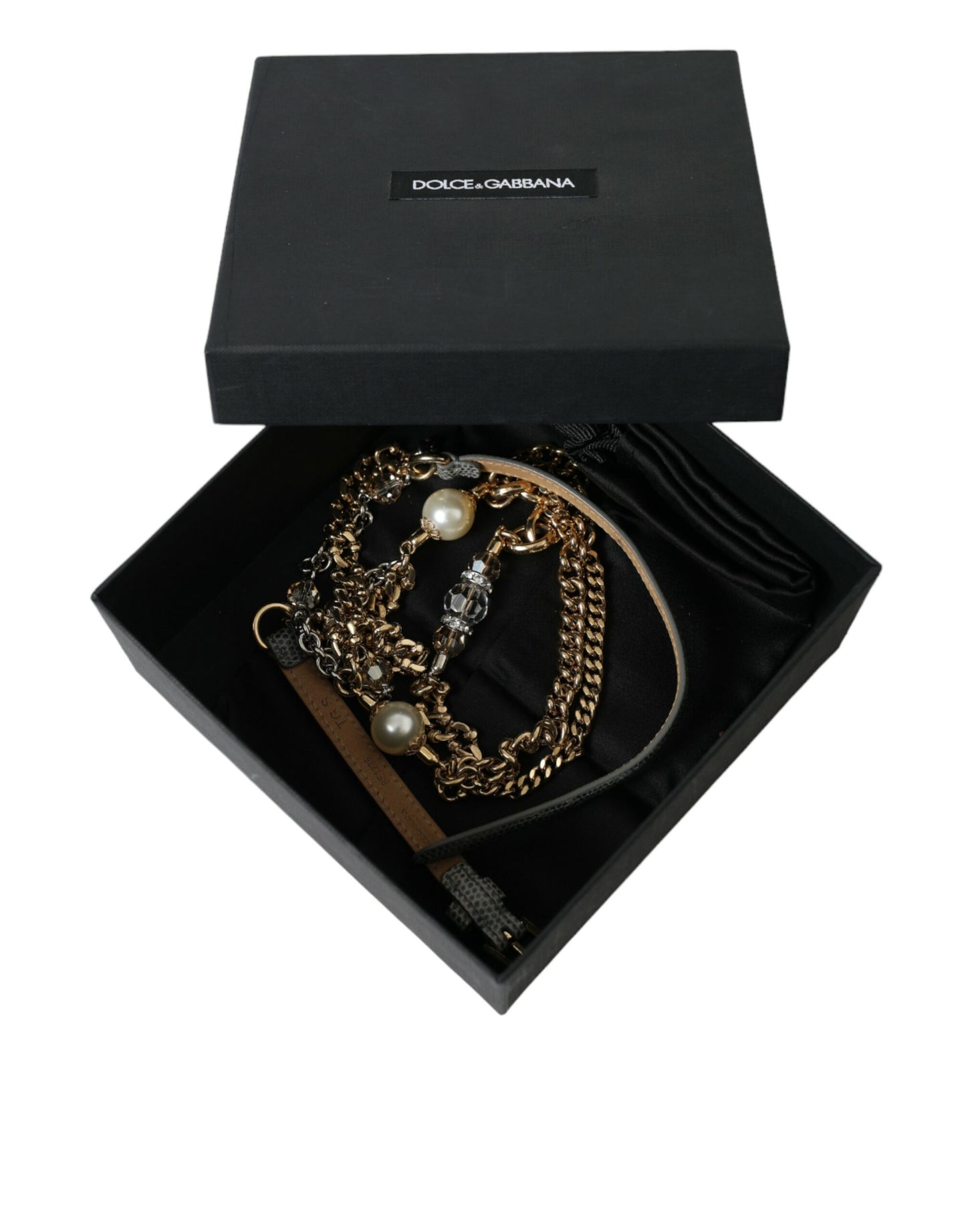 Cinturón de cintura trenzado azul de latón dorado Dolce & Gabbana