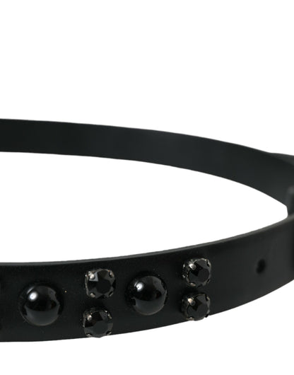 Cinturón Dolce & Gabbana de cuero negro adornado con hebilla grabada