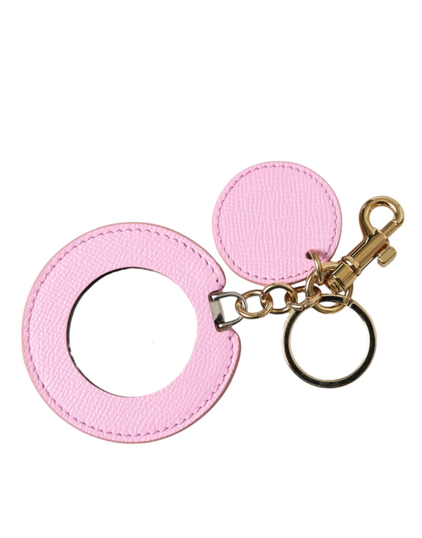 Llavero Dolce & Gabbana de piel de becerro rosa con logotipo metálico dorado