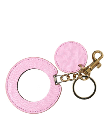 Llavero Dolce & Gabbana de piel de becerro rosa con logotipo metálico dorado