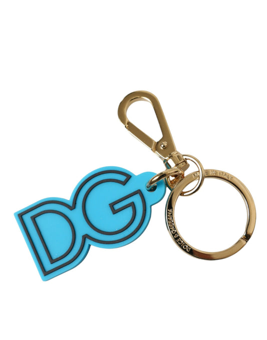 Llavero Dolce & Gabbana azul de goma con logo DG de metal dorado