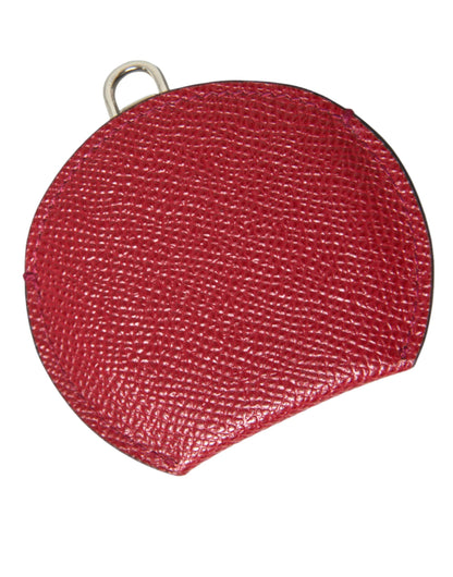 Estuche de espejo de mano redondo con logo de Dolce & Gabbana en piel de becerro roja
