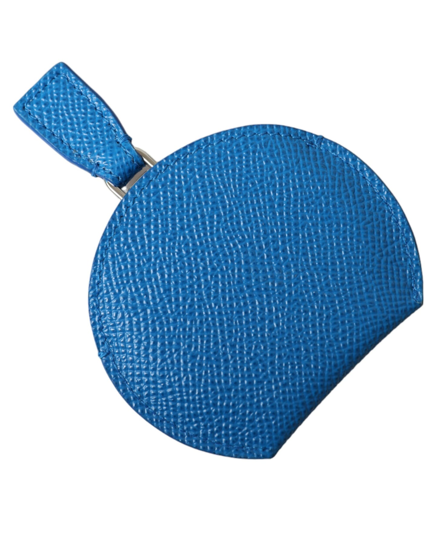Estuche para espejo de mano con logotipo redondo de piel de becerro azul de Dolce & Gabbana