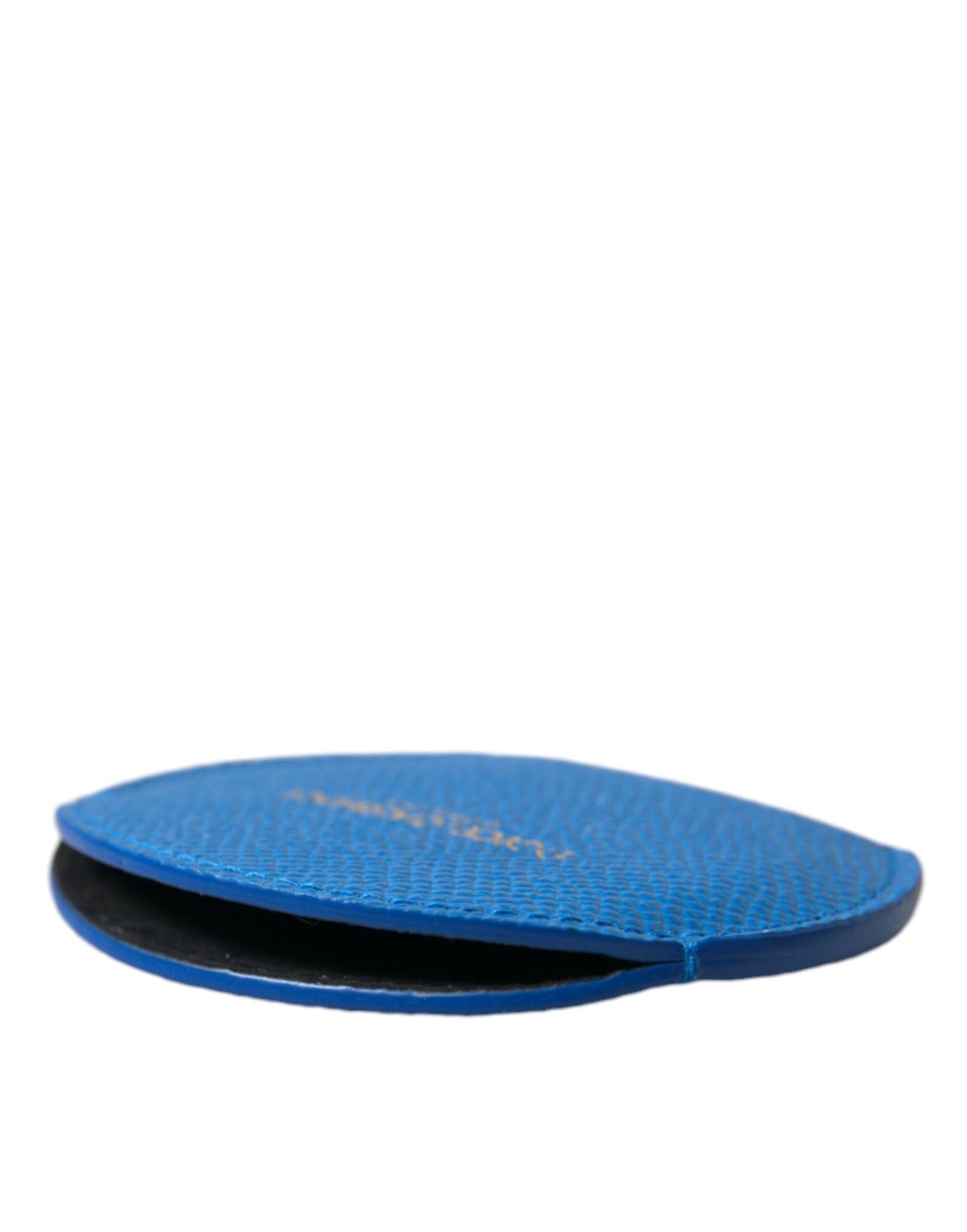 Estuche para espejo de mano con logotipo redondo de piel de becerro azul de Dolce & Gabbana