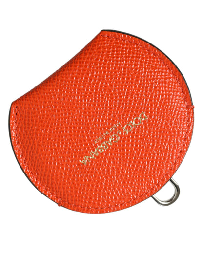 Estuche de Espejo de Mano Redondo con Logo de Piel de Becerro Naranja Dolce & Gabbana