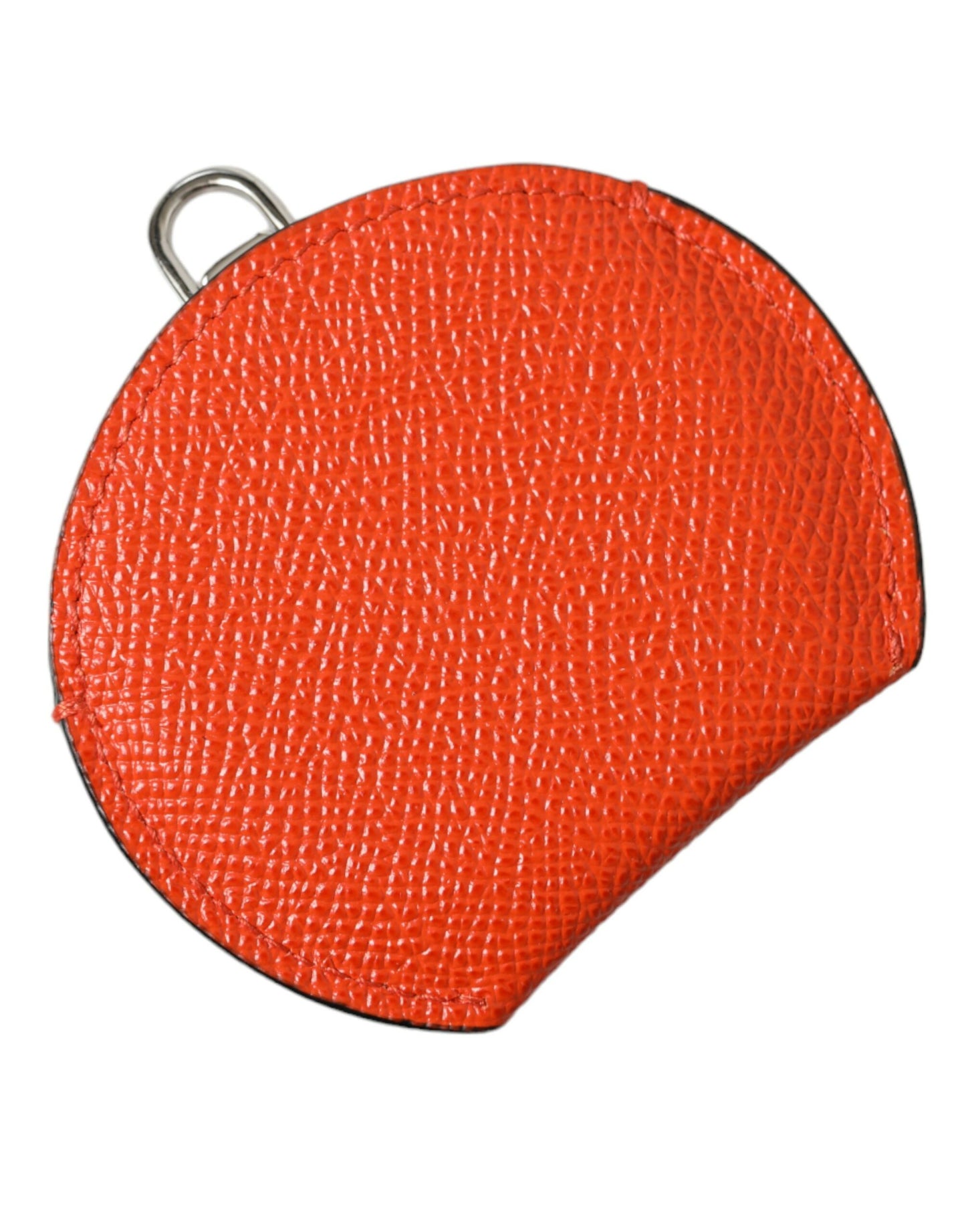 Estuche de Espejo de Mano Redondo con Logo de Piel de Becerro Naranja Dolce & Gabbana