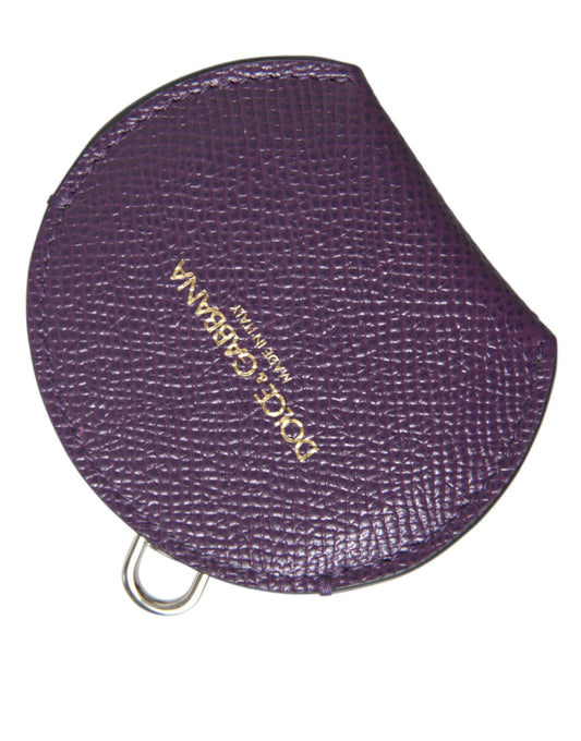 Porta Espejo de Mano Redondo con Logotipo en Piel de Becerro Morada Dolce & Gabbana