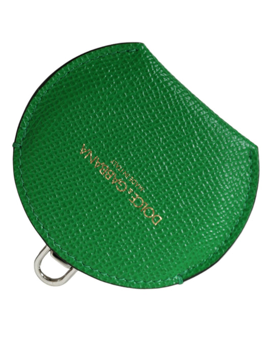 Estuche para espejo de mano Dolce & Gabbana de piel de becerro verde con logo redondo