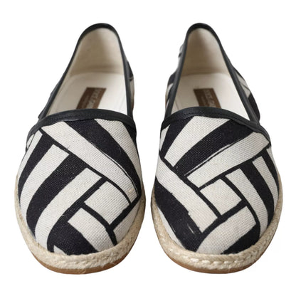 Zapatos alpargatas slip-on a rayas blancas y negras de Dolce & Gabbana