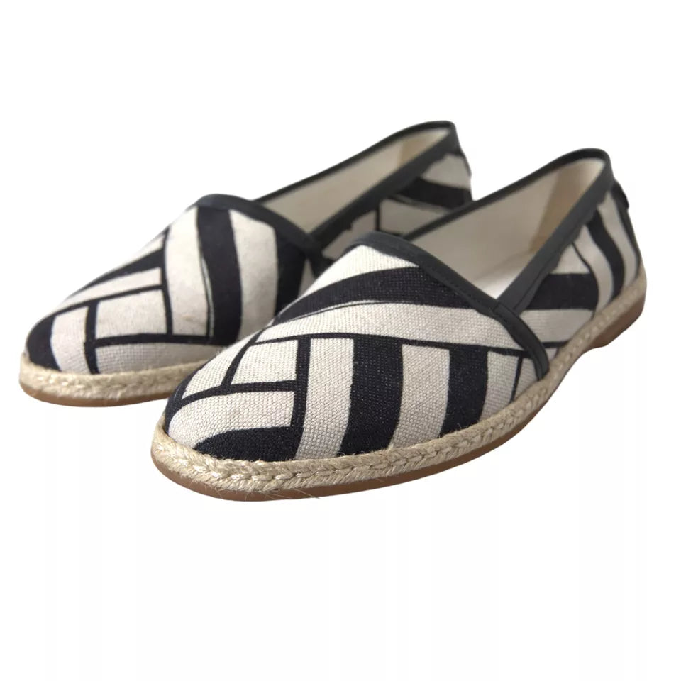 Zapatos alpargatas slip-on a rayas blancas y negras de Dolce & Gabbana