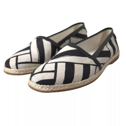 Zapatos alpargatas slip-on a rayas blancas y negras de Dolce & Gabbana