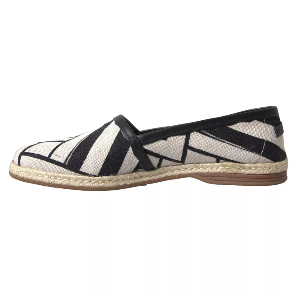 Zapatos alpargatas slip-on a rayas blancas y negras de Dolce & Gabbana