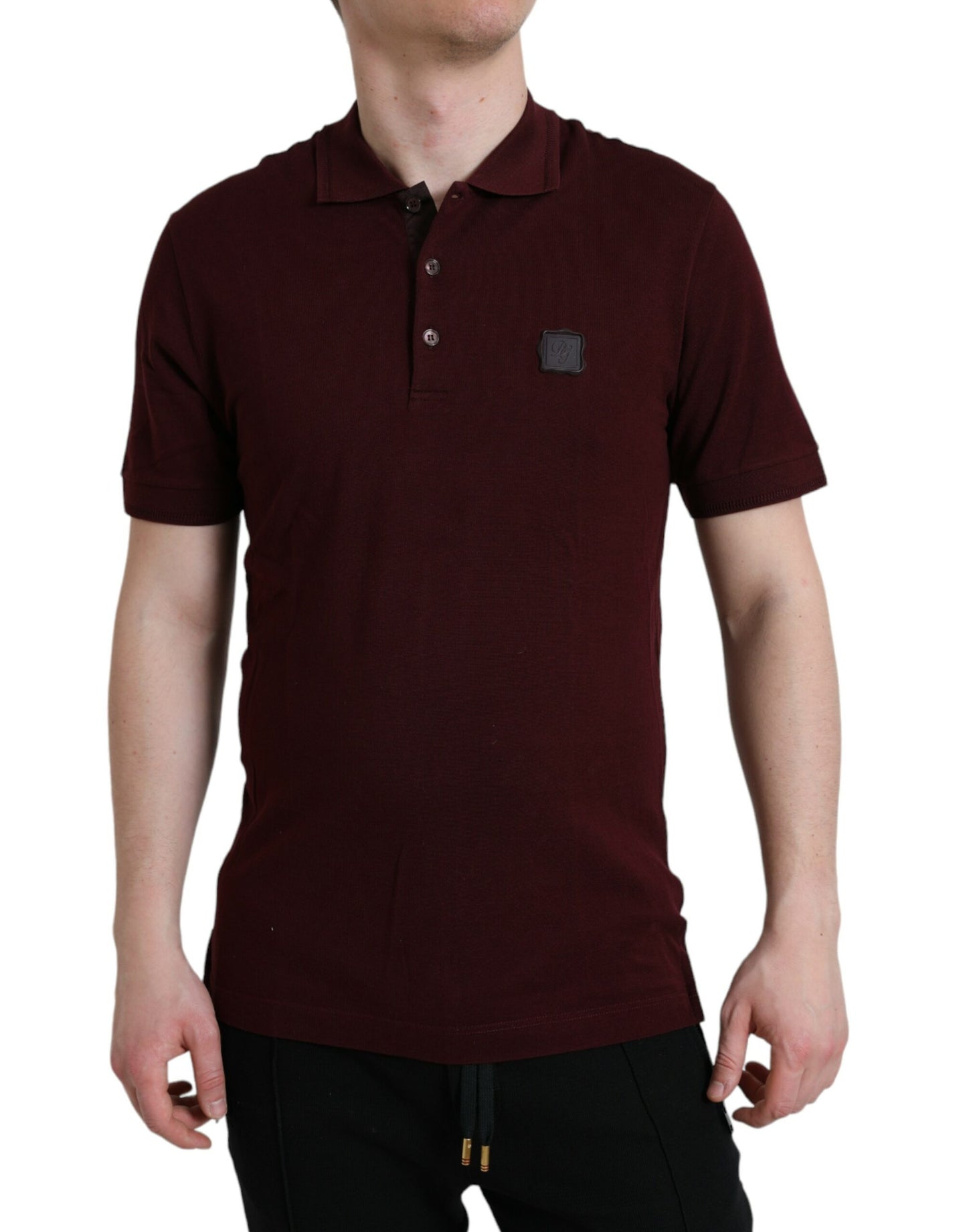 Polo de manga corta granate con cuello de Dolce & Gabbana