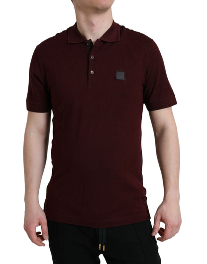 Polo de manga corta granate con cuello de Dolce & Gabbana