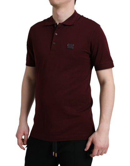 Polo de manga corta granate con cuello de Dolce & Gabbana