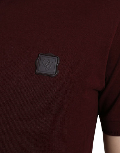Polo de manga corta granate con cuello de Dolce & Gabbana