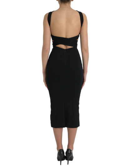 Vestido midi sin mangas tipo tubo halter negro de Dolce & Gabbana
