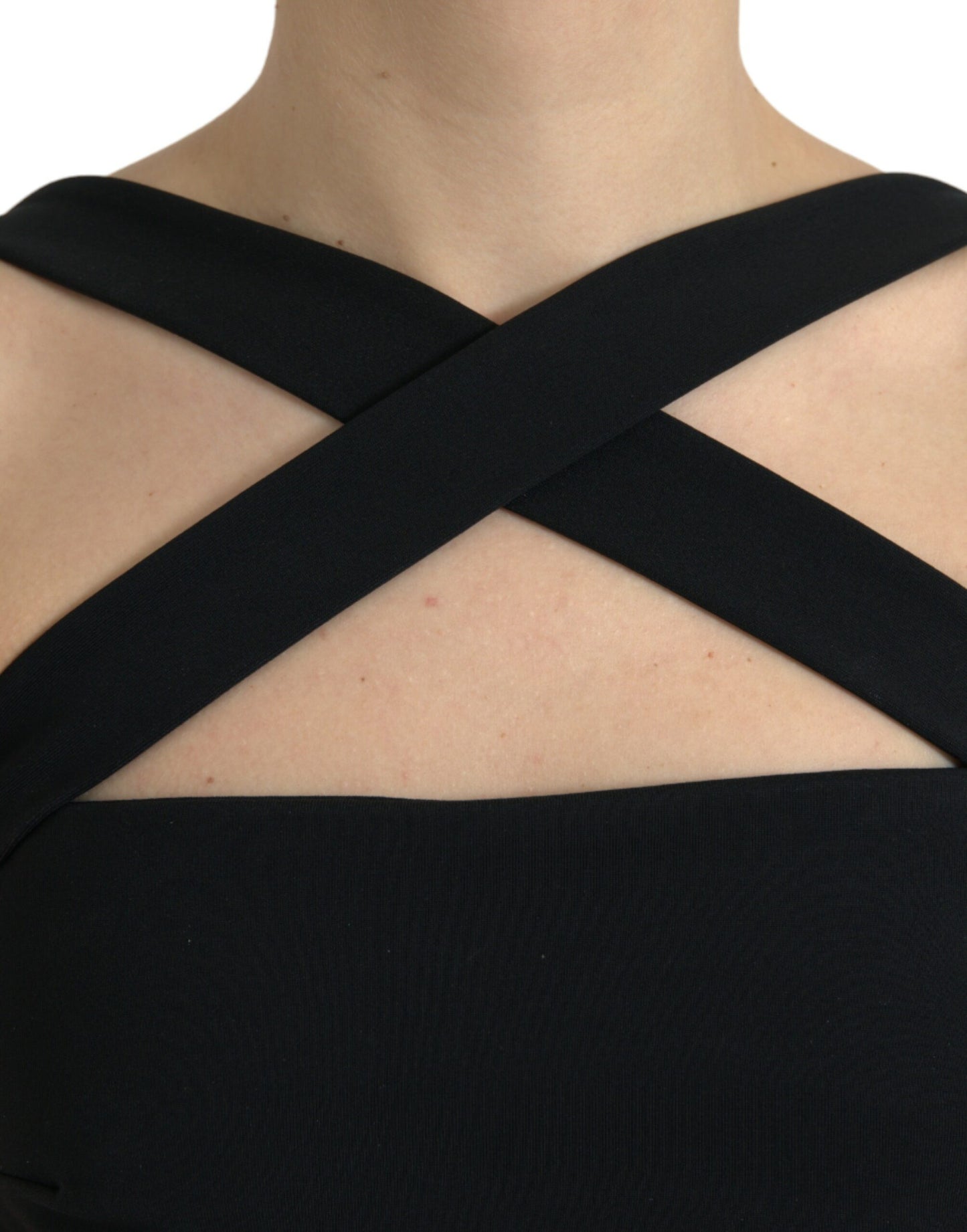 Vestido midi sin mangas tipo tubo halter negro de Dolce & Gabbana
