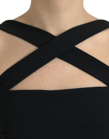 Vestido midi sin mangas tipo tubo halter negro de Dolce & Gabbana