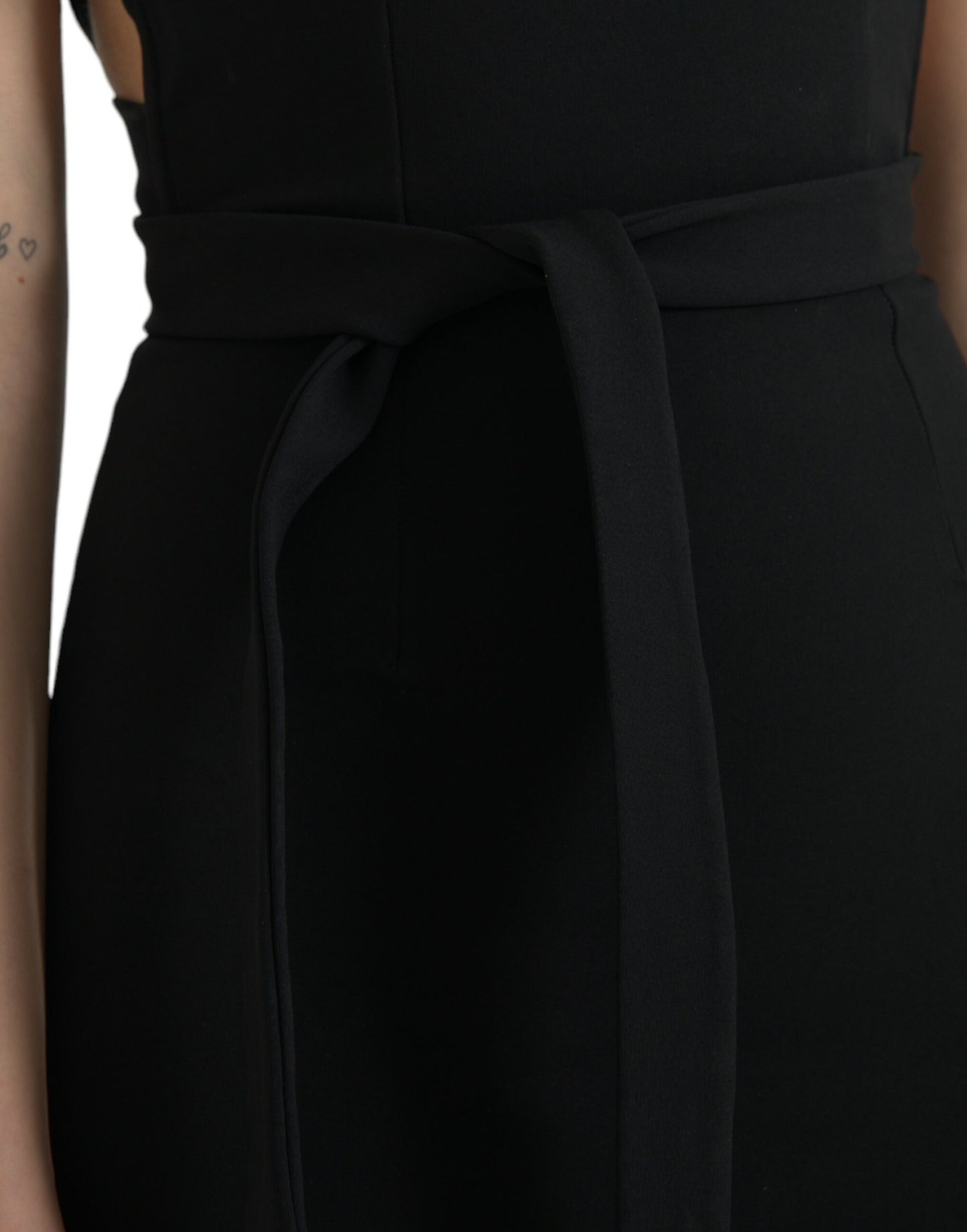 Vestido midi sin mangas tipo tubo halter negro de Dolce & Gabbana