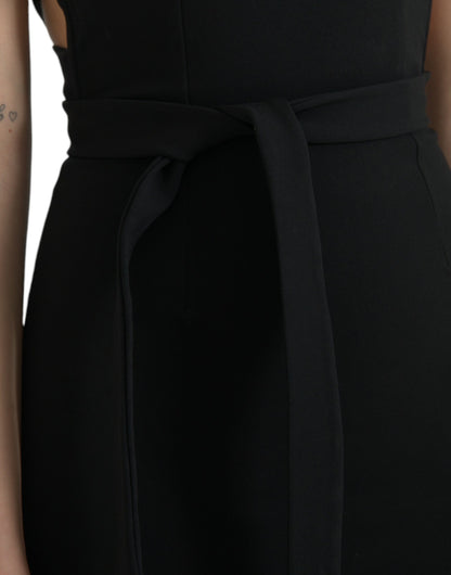 Vestido midi sin mangas tipo tubo halter negro de Dolce & Gabbana