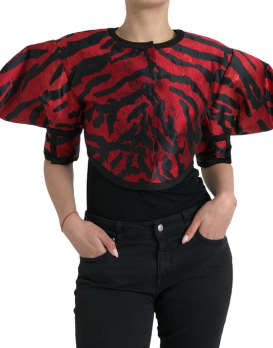 Chaqueta corta con estampado rojo y negro de Dolce & Gabbana