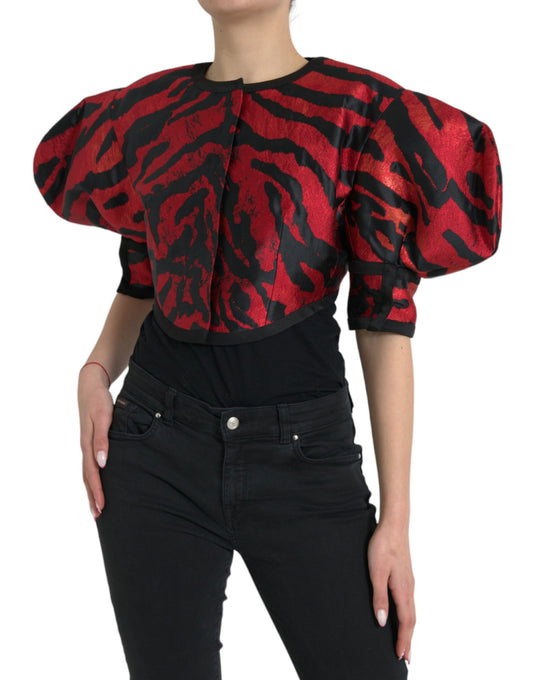 Chaqueta corta con estampado rojo y negro de Dolce & Gabbana