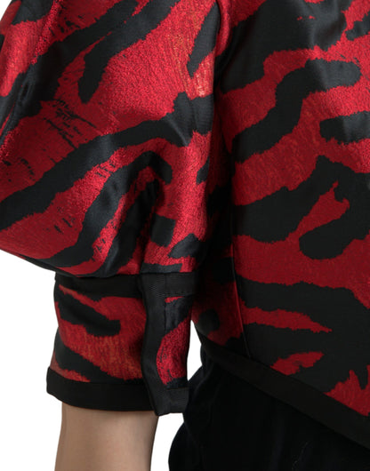 Chaqueta corta con estampado rojo y negro de Dolce & Gabbana