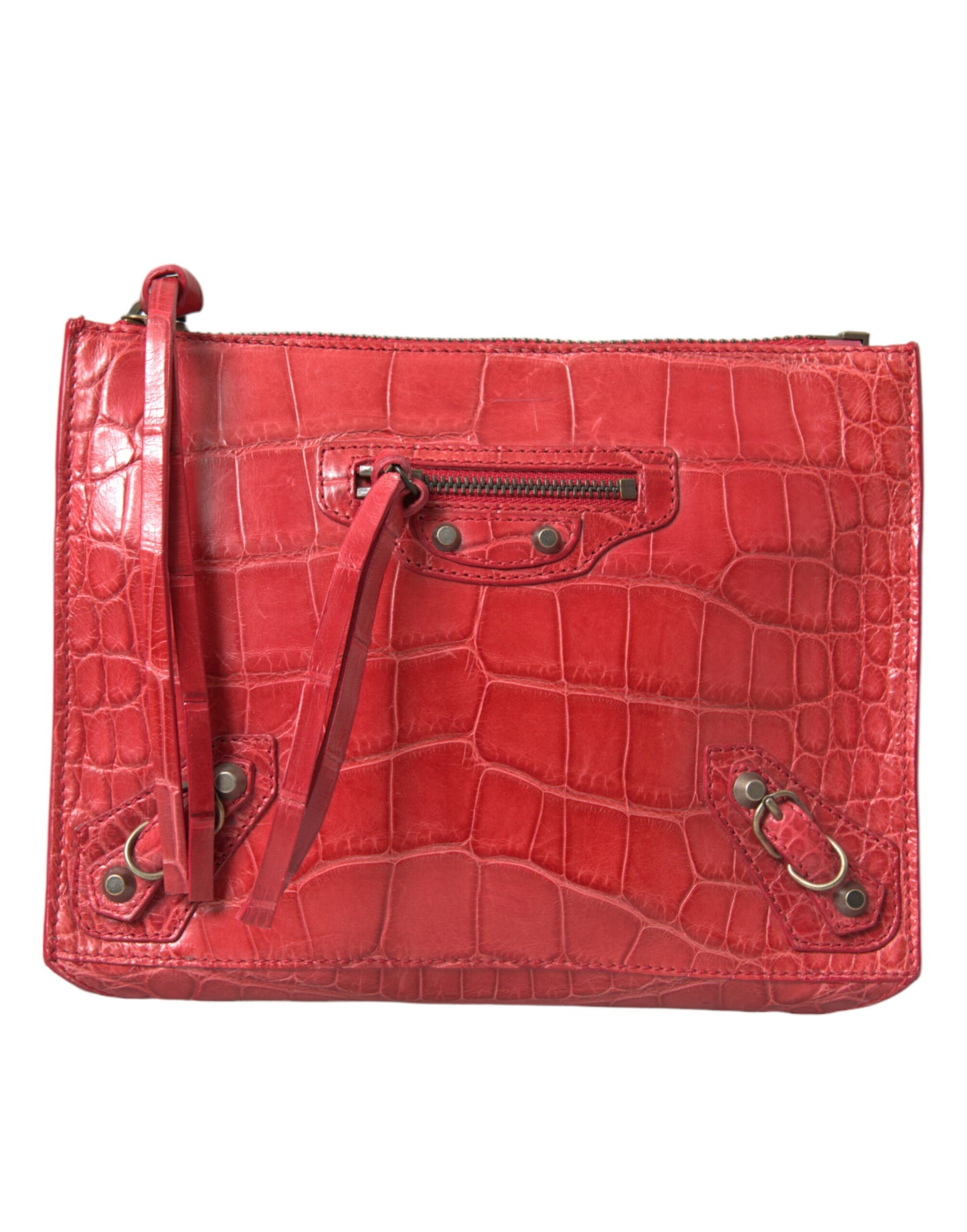 Bolso de mano Balenciaga de piel exótica roja con diseño Classic Pouch