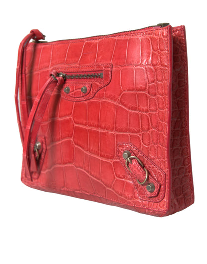 Bolso de mano Balenciaga de piel exótica roja con diseño Classic Pouch