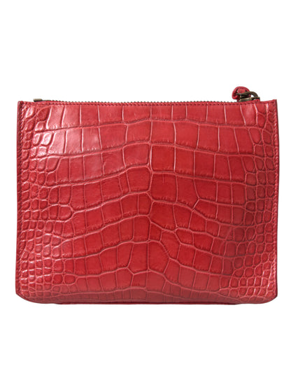 Bolso de mano Balenciaga de piel exótica roja con diseño Classic Pouch