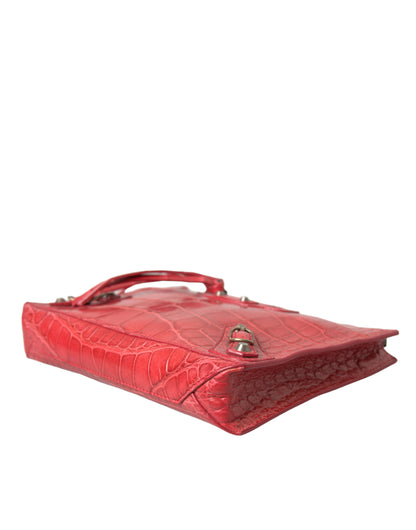 Bolso de mano Balenciaga de piel exótica roja con diseño Classic Pouch