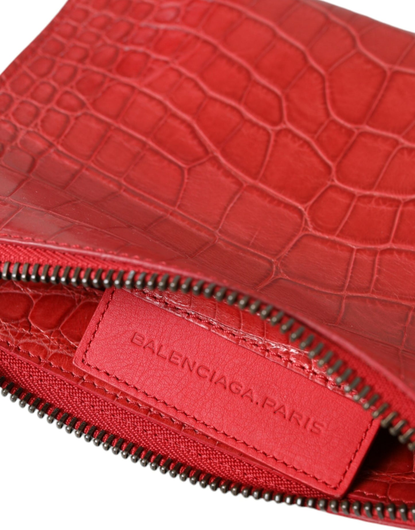 Bolso de mano Balenciaga de piel exótica roja con diseño Classic Pouch