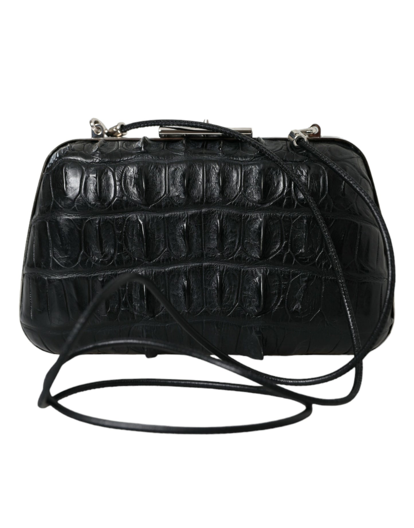 Bolso de mano Balenciaga Box Clutch en cuero negro de piel exótica para llevar al hombro o cruzado