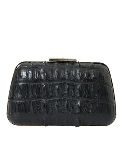 Bolso de mano Balenciaga Box Clutch en cuero negro de piel exótica para llevar al hombro o cruzado