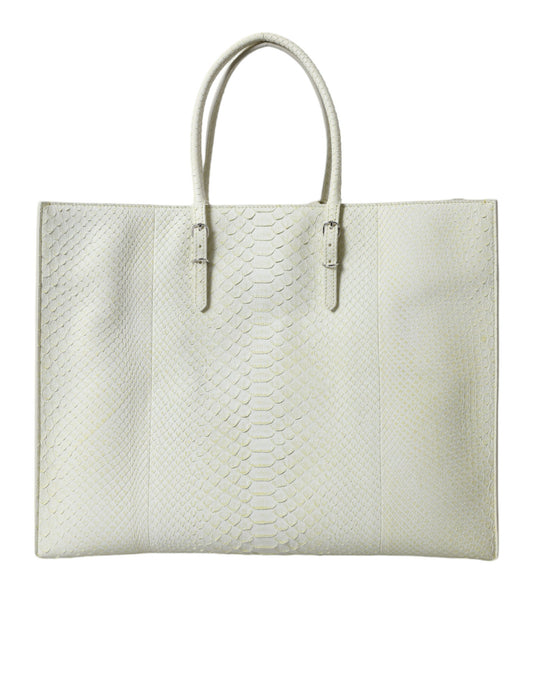 Bolso tote Balenciaga de piel exótica blanca y amarilla PAPIER
