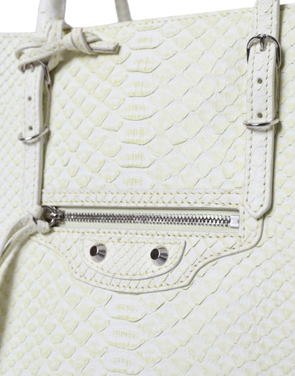 Bolso tote Balenciaga de piel exótica blanca y amarilla PAPIER