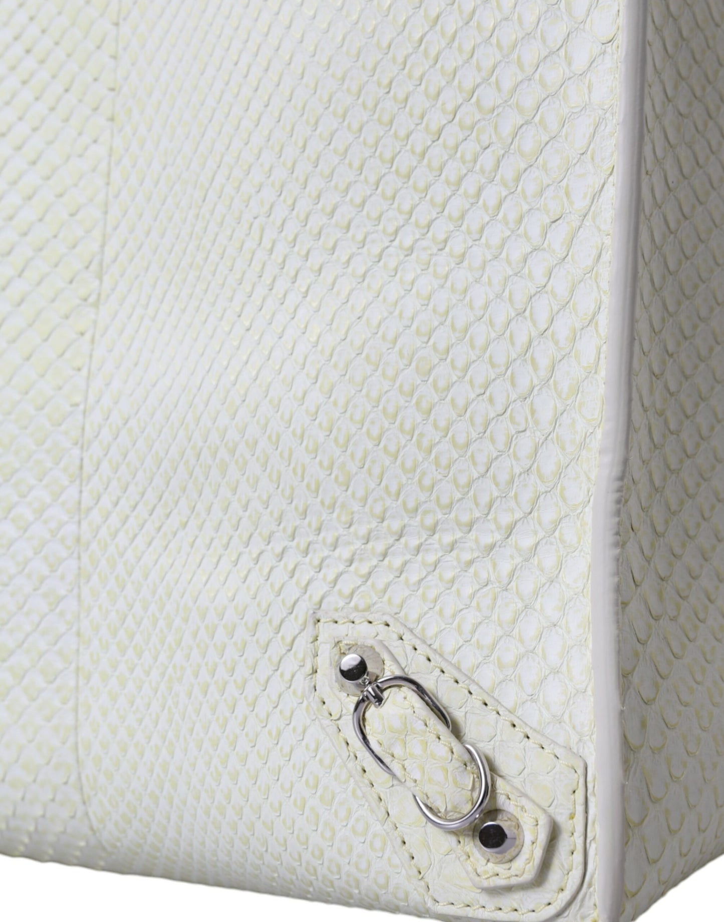 Bolso tote Balenciaga de piel exótica blanca y amarilla PAPIER