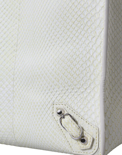 Bolso tote Balenciaga de piel exótica blanca y amarilla PAPIER