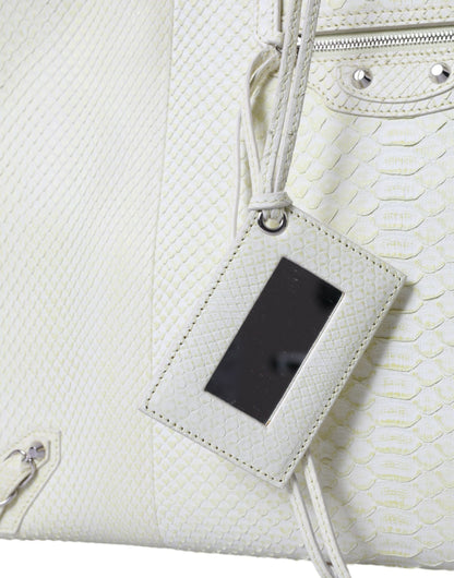 Bolso tote Balenciaga de piel exótica blanca y amarilla PAPIER