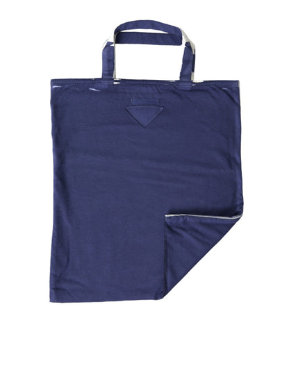 Bolso de hombro de compras Prada de tela de jersey azul con logo