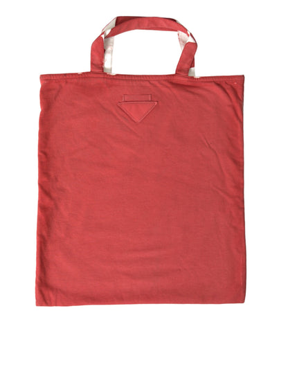 Bolso Tote de Compras Prada Rojo de Tejido de Jersey con Logotipo al Hombro