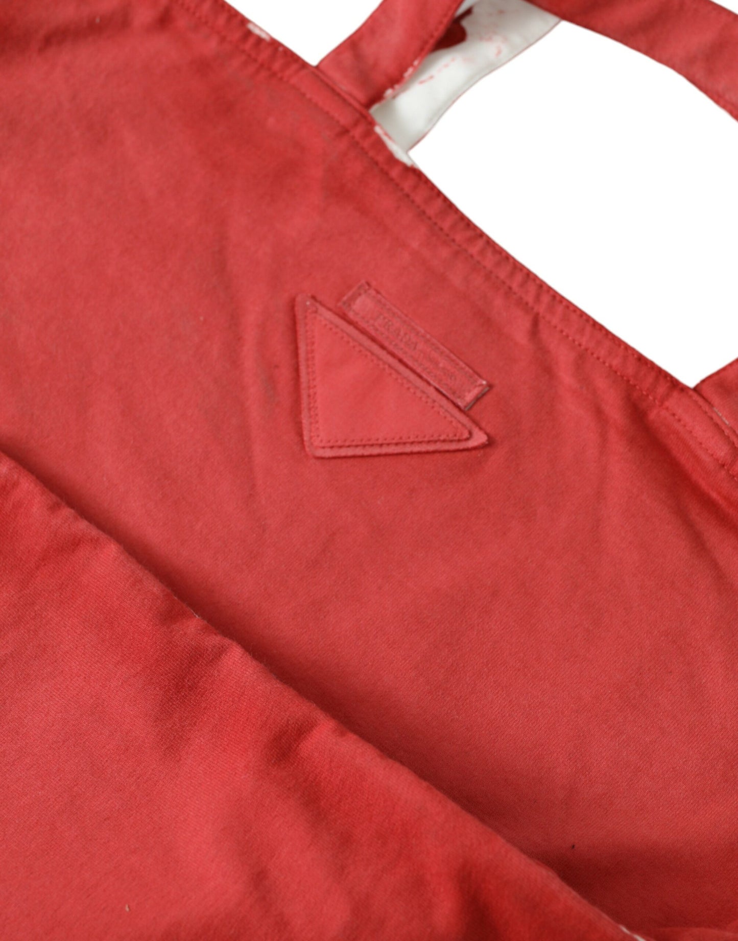Bolso Tote de Compras Prada Rojo de Tejido de Jersey con Logotipo al Hombro