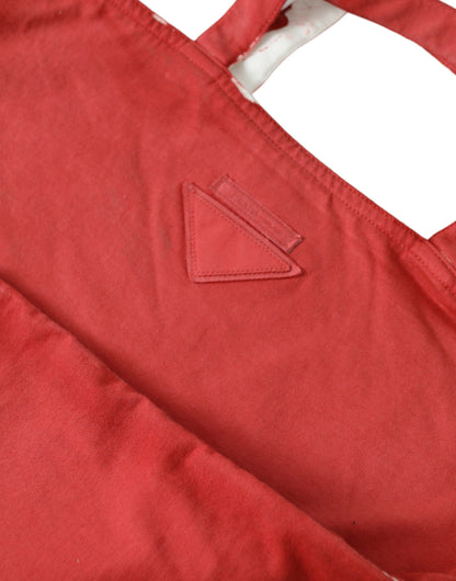 Bolso Tote de Compras Prada Rojo de Tejido de Jersey con Logotipo al Hombro