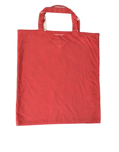 Bolso Tote de Compras Prada Rojo de Tejido de Jersey con Logotipo al Hombro